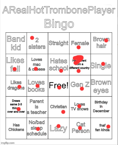 ARealHotTrombonePlayer Bingo | image tagged in arealhottromboneplayer bingo | made w/ Imgflip meme maker