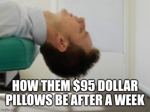 Cheap as pillows... | HOW THEM $95 DOLLAR PILLOWS BE AFTER A WEEK | image tagged in pillow,funny memes,funny,sleep | made w/ Imgflip meme maker