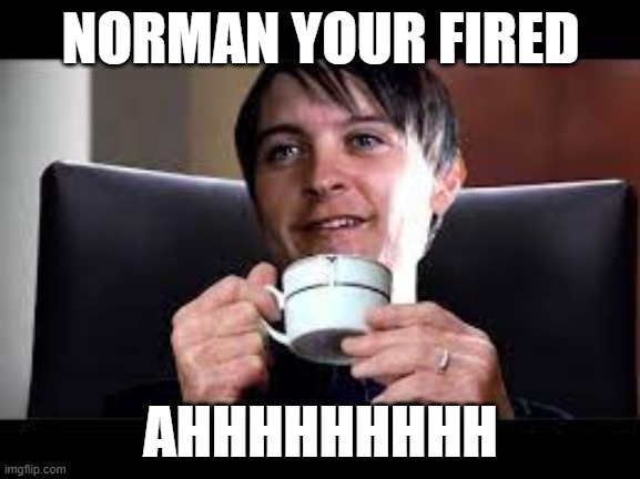 Bully maguire | NORMAN YOUR FIRED; AHHHHHHHHH | image tagged in funny memes | made w/ Imgflip meme maker