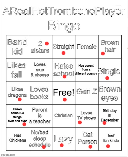 ARealHotTrombonePlayer Bingo | image tagged in arealhottromboneplayer bingo | made w/ Imgflip meme maker