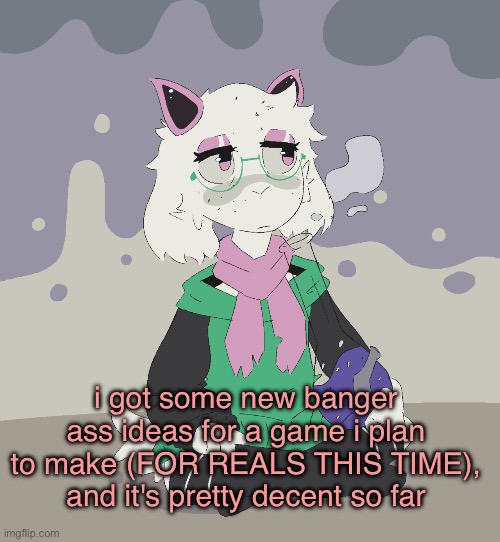 main character was made months ago as Willliam 'Snowball' Winters | i got some new banger ass ideas for a game i plan to make (FOR REALS THIS TIME), and it's pretty decent so far | image tagged in im regretting | made w/ Imgflip meme maker