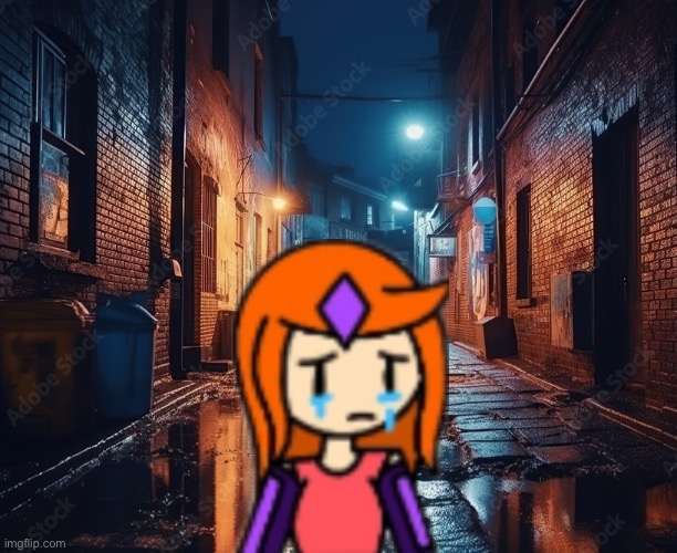 POV: Hakai is on the streets after Collector kicked her out of the Realm of Creation | image tagged in adobe stock background | made w/ Imgflip meme maker