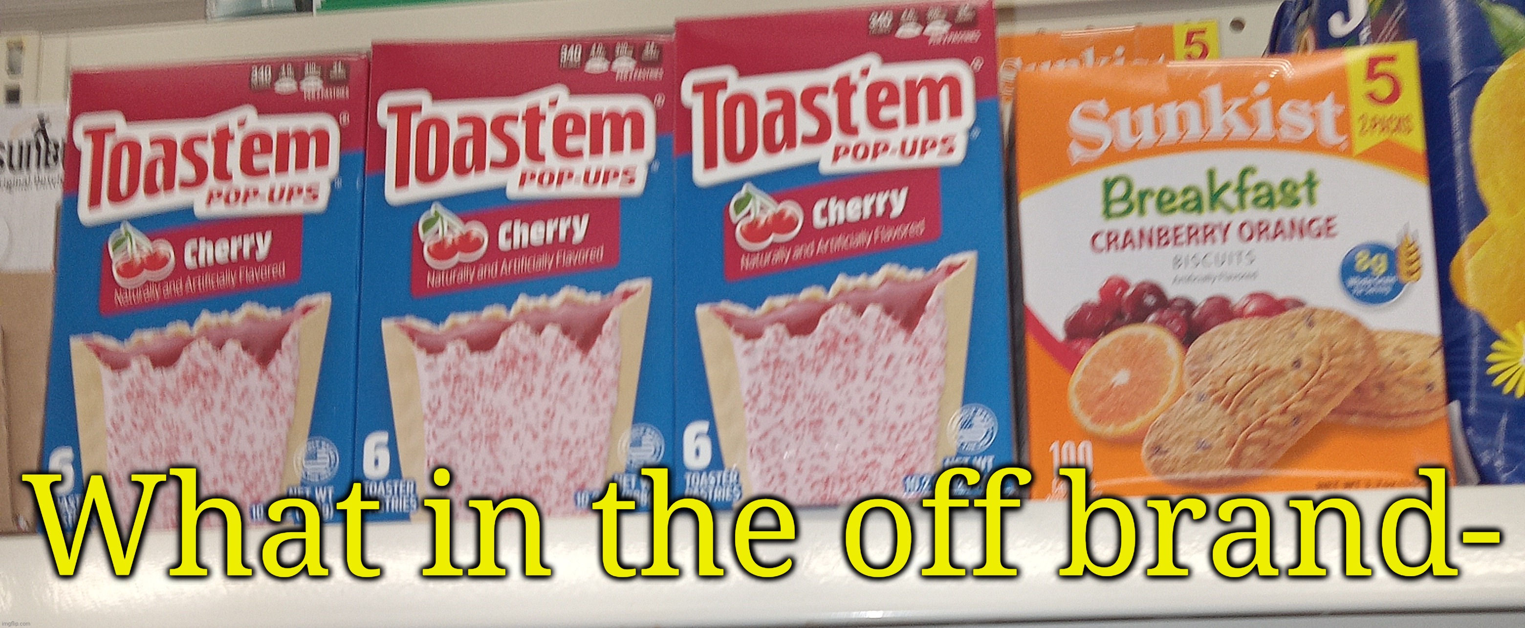 WHY? | What in the off brand- | image tagged in poptart,off brand,why are you reading the tags | made w/ Imgflip meme maker
