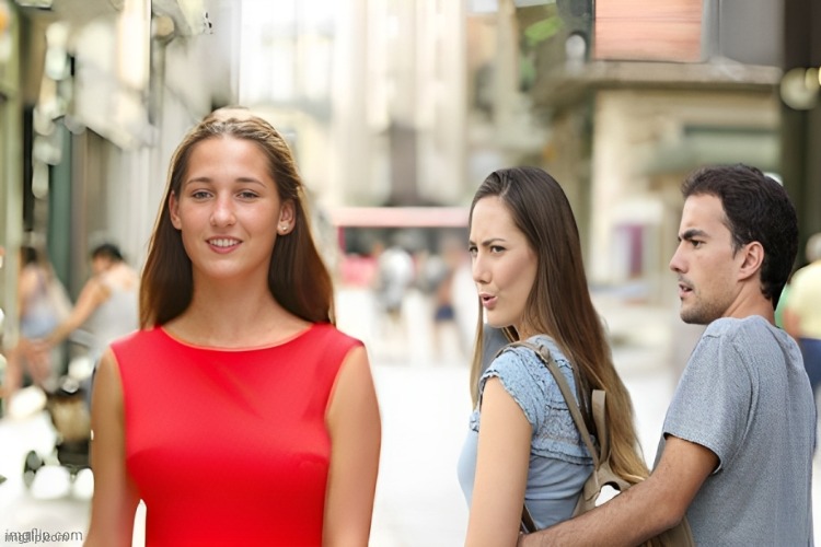 Distracted Girlfriend Lesbian | image tagged in distracted girlfriend,lesbian | made w/ Imgflip meme maker