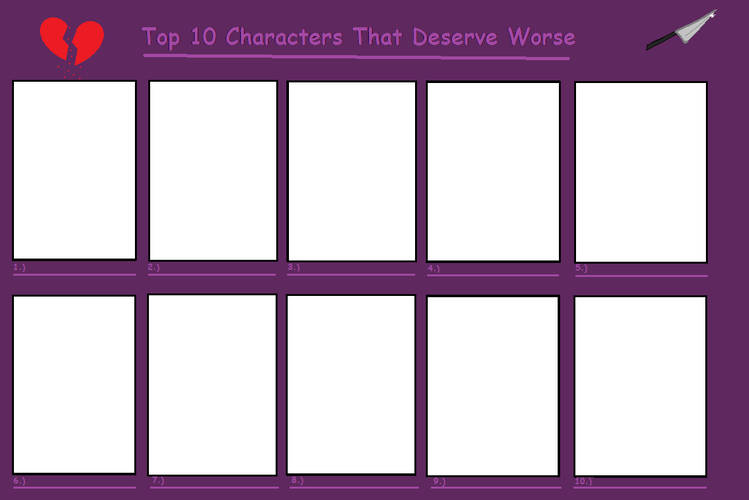 High Quality top 10 characters that deserve worse Blank Meme Template