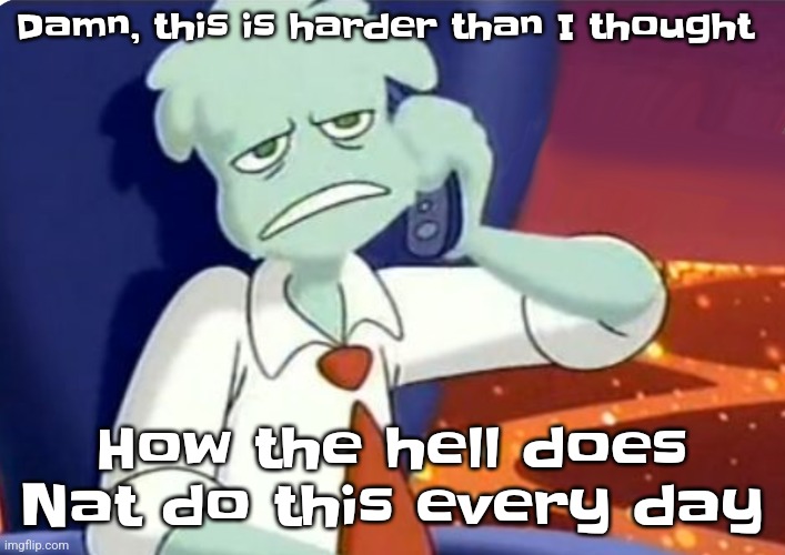 When the dominos pizza order | Damn, this is harder than I thought; How the hell does Nat do this every day | image tagged in when the dominos pizza order | made w/ Imgflip meme maker
