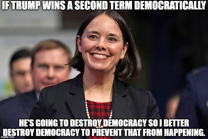 Destroy Democracy to Prevent it from being Destroyed | IF TRUMP WINS A SECOND TERM DEMOCRATICALLY; HE'S GOING TO DESTROY DEMOCRACY SO I BETTER DESTROY DEMOCRACY TO PREVENT THAT FROM HAPPENING. | image tagged in democrat logic,liberal logic,leftist logic | made w/ Imgflip meme maker