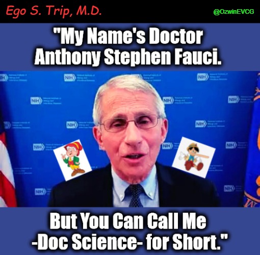 Ego S. Trip, M.D. [2021] (Coofacaust Classics #16) | Ego S. Trip, M.D. @OzwinEVCG | image tagged in tony fauci,doctor keebler grabbler,egos,elitists,scientism,no covid amnesty | made w/ Imgflip meme maker