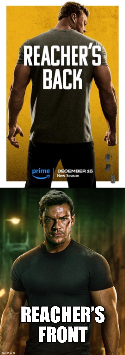 Reacher has returned | REACHER’S
FRONT | image tagged in amazon,grammar nazi | made w/ Imgflip meme maker