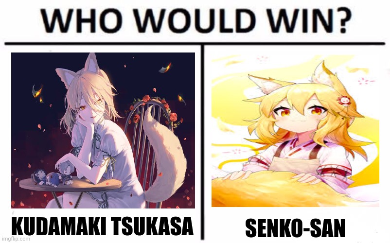 Who Would Win? | KUDAMAKI TSUKASA; SENKO-SAN | image tagged in memes,touhou,fox | made w/ Imgflip meme maker