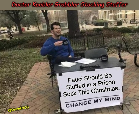 Doctor Keebler Grabbler Stocking Stuffer [2021] (Coofacaust Classics #18) | Doctor Keebler Grabbler Stocking Stuffer; @OzwinEVCG | image tagged in change my mind,best christmas present,anthony fauci,covid crimes,fair trials,no covid amnesty | made w/ Imgflip meme maker