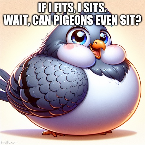 IF I FITS, I SITS. WAIT, CAN PIGEONS EVEN SIT? | made w/ Imgflip meme maker