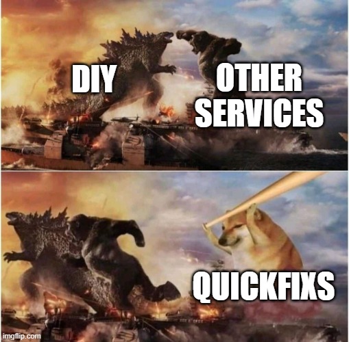 home appliances repair services provider | OTHER SERVICES; DIY; QUICKFIXS | image tagged in kong godzilla doge,funny memes,meme,fun,customer service,service | made w/ Imgflip meme maker