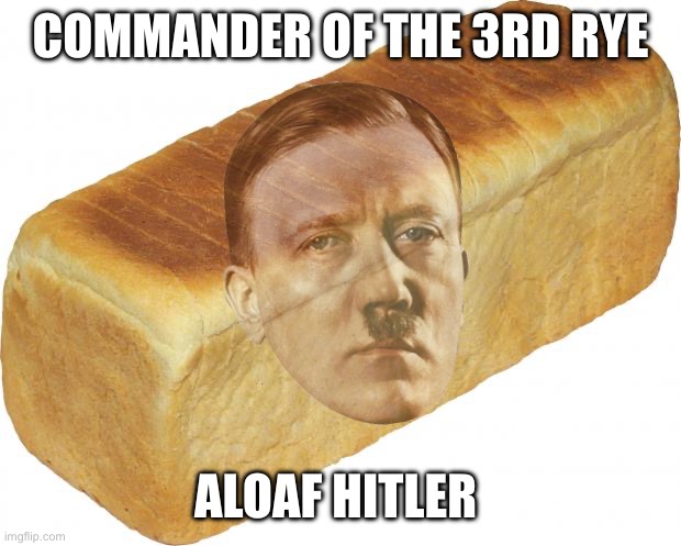Breadddd | COMMANDER OF THE 3RD RYE ALOAF HITLER | image tagged in breadddd | made w/ Imgflip meme maker