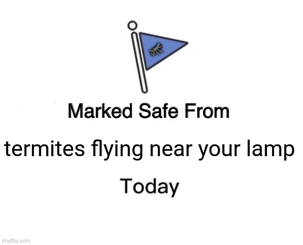 Marked Safe From Meme | 🦟; termites flying near your lamp | image tagged in memes,bad,insect | made w/ Imgflip meme maker