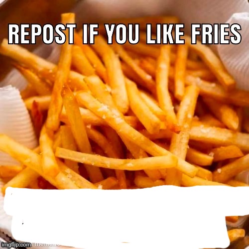 Yes, i like fries | image tagged in repost is you love fries | made w/ Imgflip meme maker