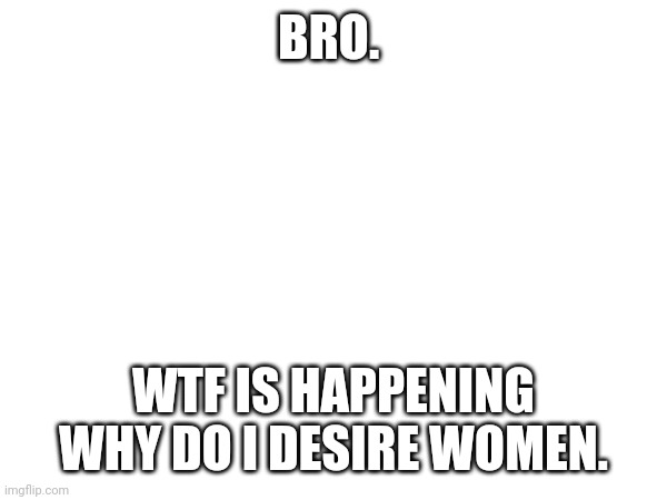 BRO. WTF IS HAPPENING WHY DO I DESIRE WOMEN. | made w/ Imgflip meme maker