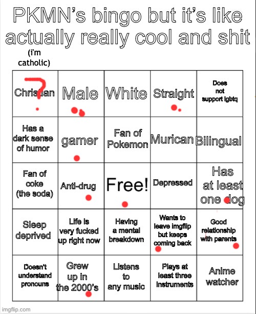 PKMN’s bingo | (i'm catholic) | image tagged in pkmn s bingo | made w/ Imgflip meme maker