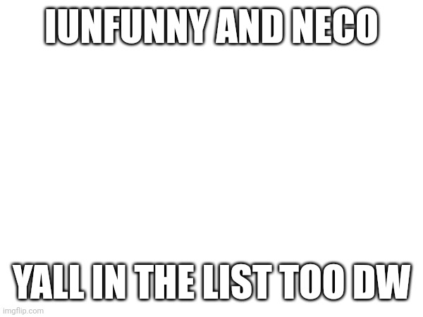 IUNFUNNY AND NECO; YALL IN THE LIST TOO DW | made w/ Imgflip meme maker
