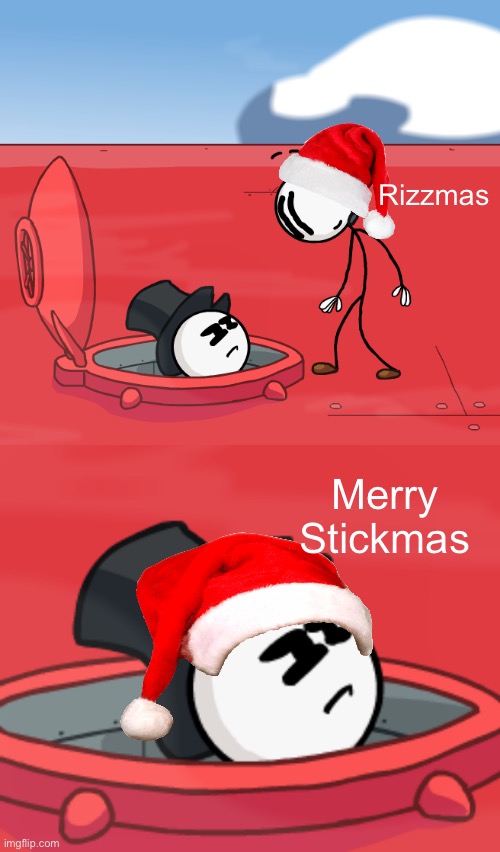 Merry Stickmas (Henry Stickmin = Christmas) | Rizzmas; Merry Stickmas | image tagged in henry stickmin,christmas,skibidi toilet,rizz,memes,not really a gif | made w/ Imgflip meme maker