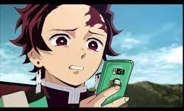 Tanjiro With Phone Blank Meme Template