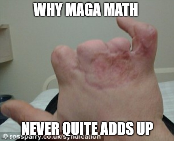 Missing fingers | WHY MAGA MATH NEVER QUITE ADDS UP | image tagged in missing fingers | made w/ Imgflip meme maker