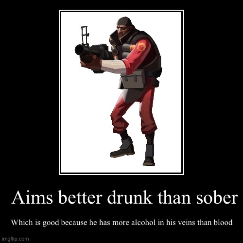 Aims better drunk than sober | Which is good because he has more alcohol in his veins than blood | image tagged in funny,demotivationals | made w/ Imgflip demotivational maker