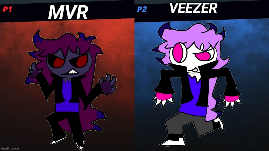 we finna ruin the very thin and flimsy friendship over some smash | VEEZER; MVR | image tagged in smash bros 1v1 screen template | made w/ Imgflip meme maker