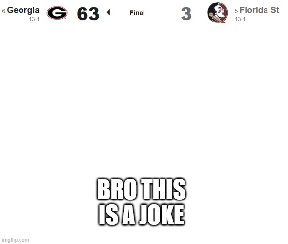 I guess the cfp committee was right about FSU | BRO THIS IS A JOKE | image tagged in blank white template | made w/ Imgflip meme maker