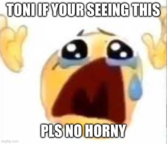 please | TONI IF YOUR SEEING THIS; PLS NO HORNY | image tagged in crying emoji | made w/ Imgflip meme maker