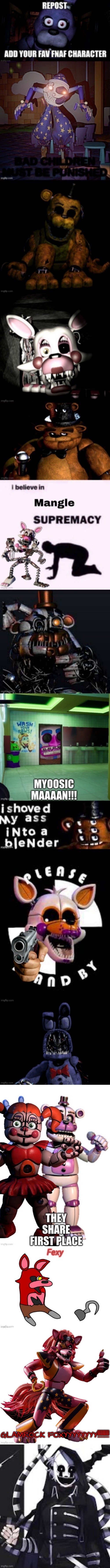 Repost and add your favorite fnaf character | image tagged in nightmarrione,fnaf | made w/ Imgflip meme maker