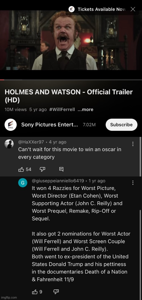Never watched it anyways | image tagged in youtube,movies,sherlock holmes,funny,movie | made w/ Imgflip meme maker