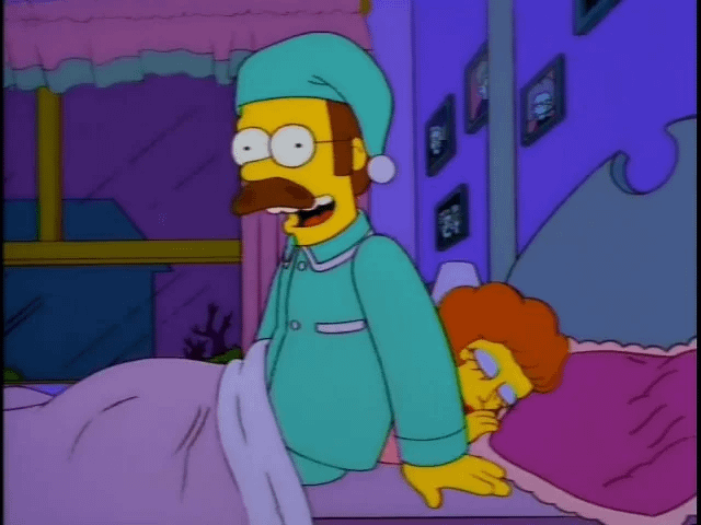 Ned Flanders New Years Bed Blank Meme Template