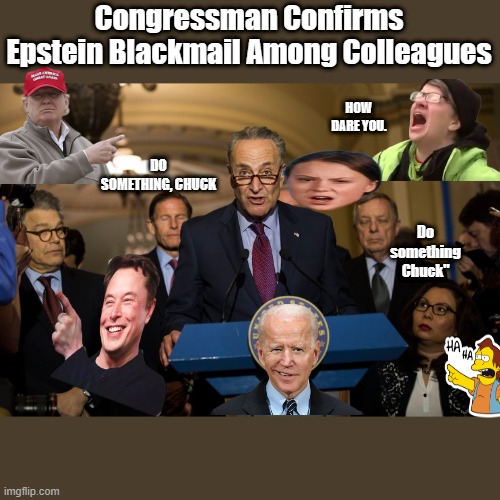 ANY Question's ? | Congressman Confirms Epstein Blackmail Among Colleagues; HOW DARE YOU. DO SOMETHING, CHUCK; Do something Chuck" | image tagged in democrats,traitors,the scroll of truth | made w/ Imgflip meme maker