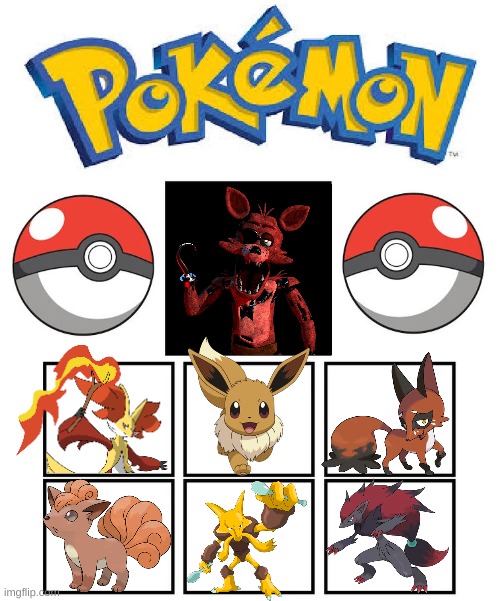 Pokémon team meme | image tagged in pok mon team meme,five nights at freddys,fnaf,pokemon | made w/ Imgflip meme maker