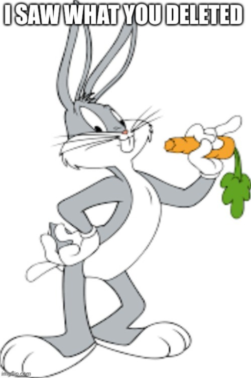 I saw what you deleted bugs bunny | image tagged in i saw what you deleted bugs bunny | made w/ Imgflip meme maker
