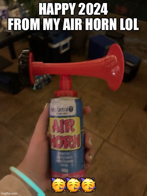 HAPPY 2024 FROM MY AIR HORN LOL; 🥳🥳🥳 | image tagged in memes | made w/ Imgflip meme maker