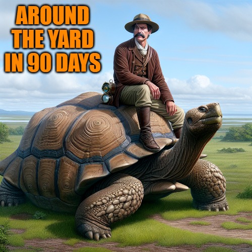 AROUND THE YARD IN 90 DAYS | made w/ Imgflip meme maker