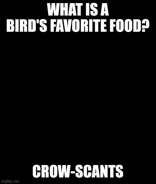 Crow-scants | WHAT IS A BIRD'S FAVORITE FOOD? CROW-SCANTS | image tagged in memes,bad luck brian,puns,food memes,jokes,jpfan102504 | made w/ Imgflip meme maker