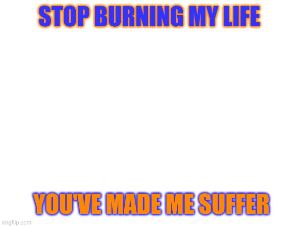 STOP BURNING MY LIFE; YOU'VE MADE ME SUFFER | made w/ Imgflip meme maker