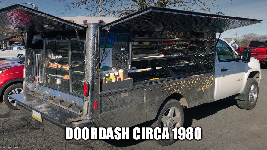 DoorDash | DOORDASH CIRCA 1980 | image tagged in doordash,ubereats,food,delivery | made w/ Imgflip meme maker