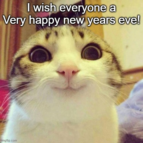 Happy new years eve everyone! | I wish everyone a Very happy new years eve! | image tagged in memes,smiling cat,funny,thanks,happy new year,new years eve | made w/ Imgflip meme maker