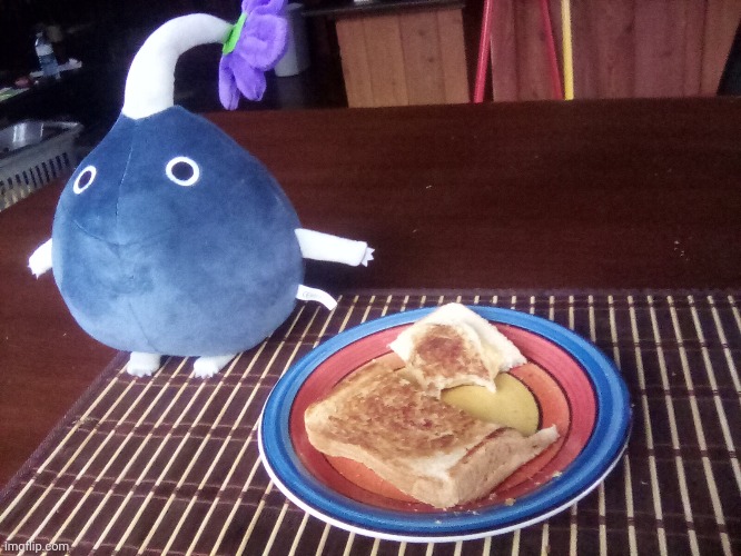 A legendary day! Not only I get a rock pikmin plush, I made something on the stove by myself for the first time! | image tagged in grilled cheese | made w/ Imgflip meme maker