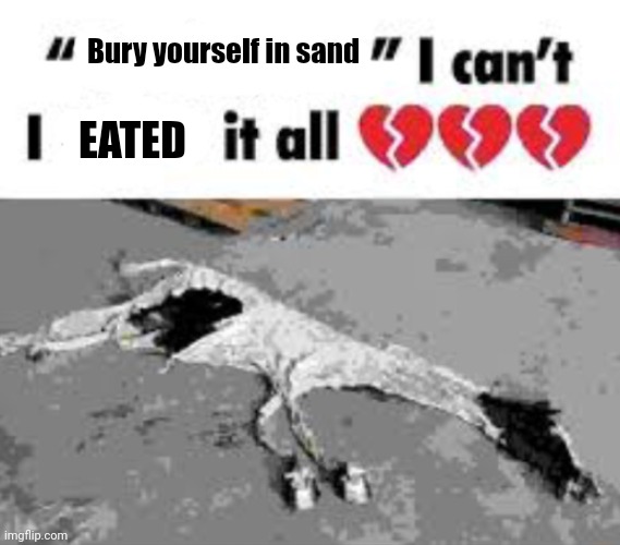 I can't I X it all | Bury yourself in sand; EATED | image tagged in i can't i x it all | made w/ Imgflip meme maker