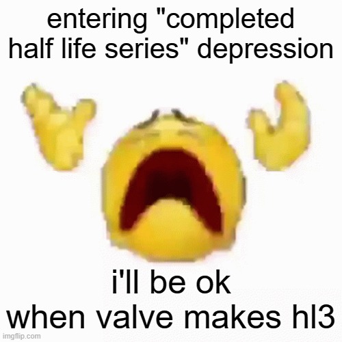 :nooo: | entering "completed half life series" depression; i'll be ok when valve makes hl3 | image tagged in nooo | made w/ Imgflip meme maker