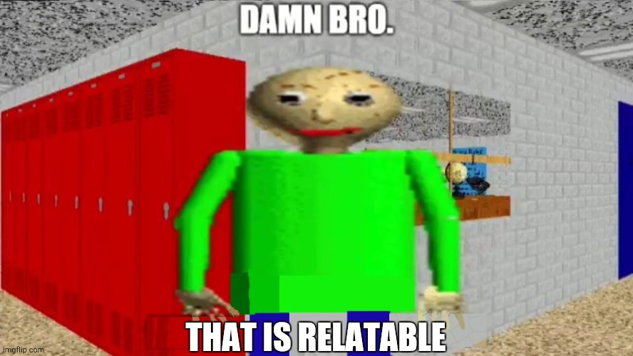 damn bro baldi / balder | THAT IS RELATABLE | image tagged in damn bro baldi / balder | made w/ Imgflip meme maker