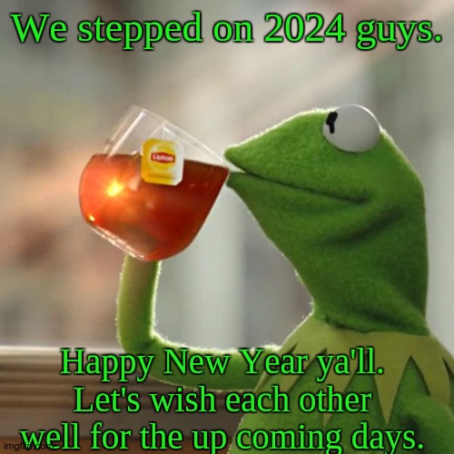 Happy New Year to everyone. | We stepped on 2024 guys. Happy New Year ya'll. Let's wish each other well for the up coming days. | image tagged in memes,but that's none of my business,kermit the frog | made w/ Imgflip meme maker