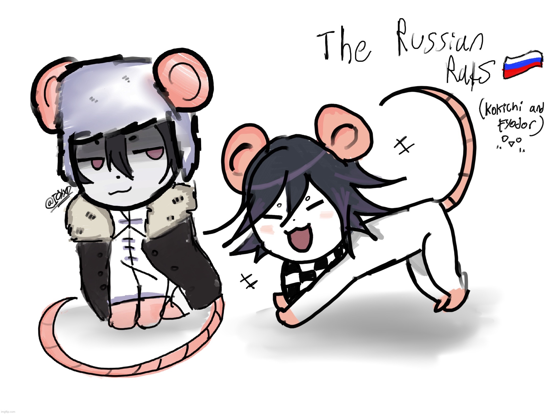 The Russian Rats (°▽°) | image tagged in russia,rats,anime,kokichi oma,fyodor dostoevsky | made w/ Imgflip meme maker