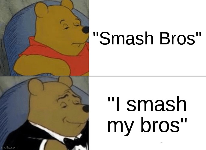 I don't see the problem here | "Smash Bros"; "I smash my bros" | image tagged in memes,tuxedo winnie the pooh | made w/ Imgflip meme maker