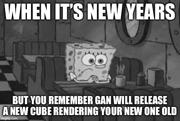 And I literally just got the 14 Maglev… ? | WHEN IT’S NEW YEARS; BUT YOU REMEMBER GAN WILL RELEASE A NEW CUBE RENDERING YOUR NEW ONE OLD | image tagged in the day i lost my identity | made w/ Imgflip meme maker